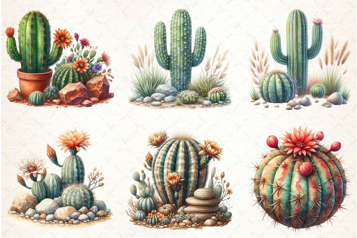 Watercolor Cactus Clipart, an Illustration by Libby Wishes (Photo 7 of 7)