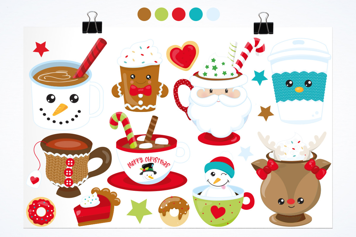 Christmas Mugs, an Illustration by PrettyBundles (Photo 2 of 5)