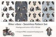 Biker vibes Patterns & Clipart, a Person Illustration by GoldmoonUA (Thumbnail 1 of 5)