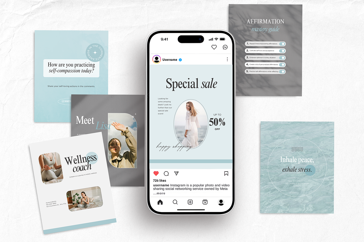 Wellness Instagram Templates Bundle, a Social Media Template by DigiPax (Photo 4 of 12)