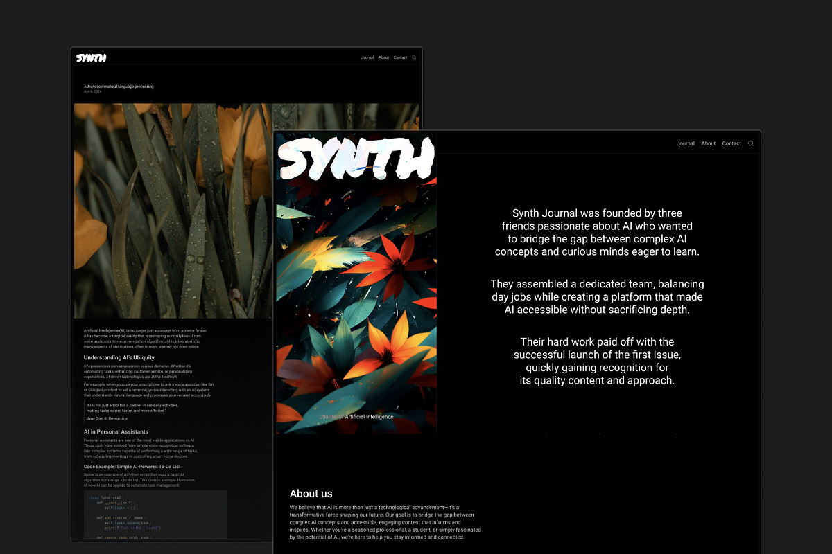 Synth Journal - Framer template, a Websites & App Template by antrdnv (Photo 3 of 5)