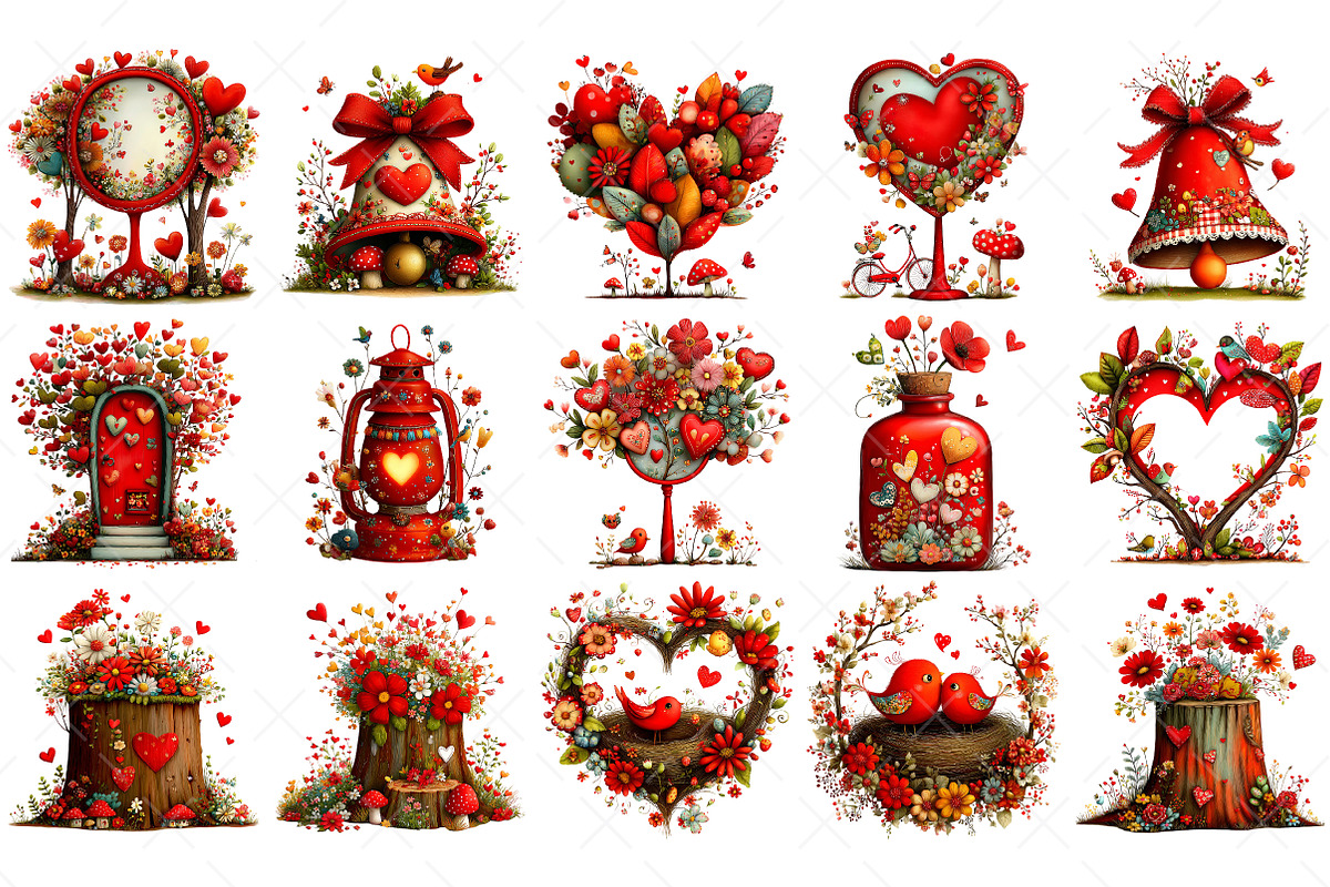 Watercolor Woodland Romance Clipart, an Illustration by Craft Nest (Photo 5 of 7)