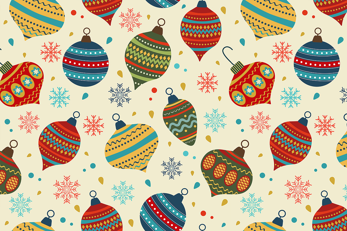 Christmas baubles set and patterns, a Decorative Illustration by Olillia (Photo 15 of 18)