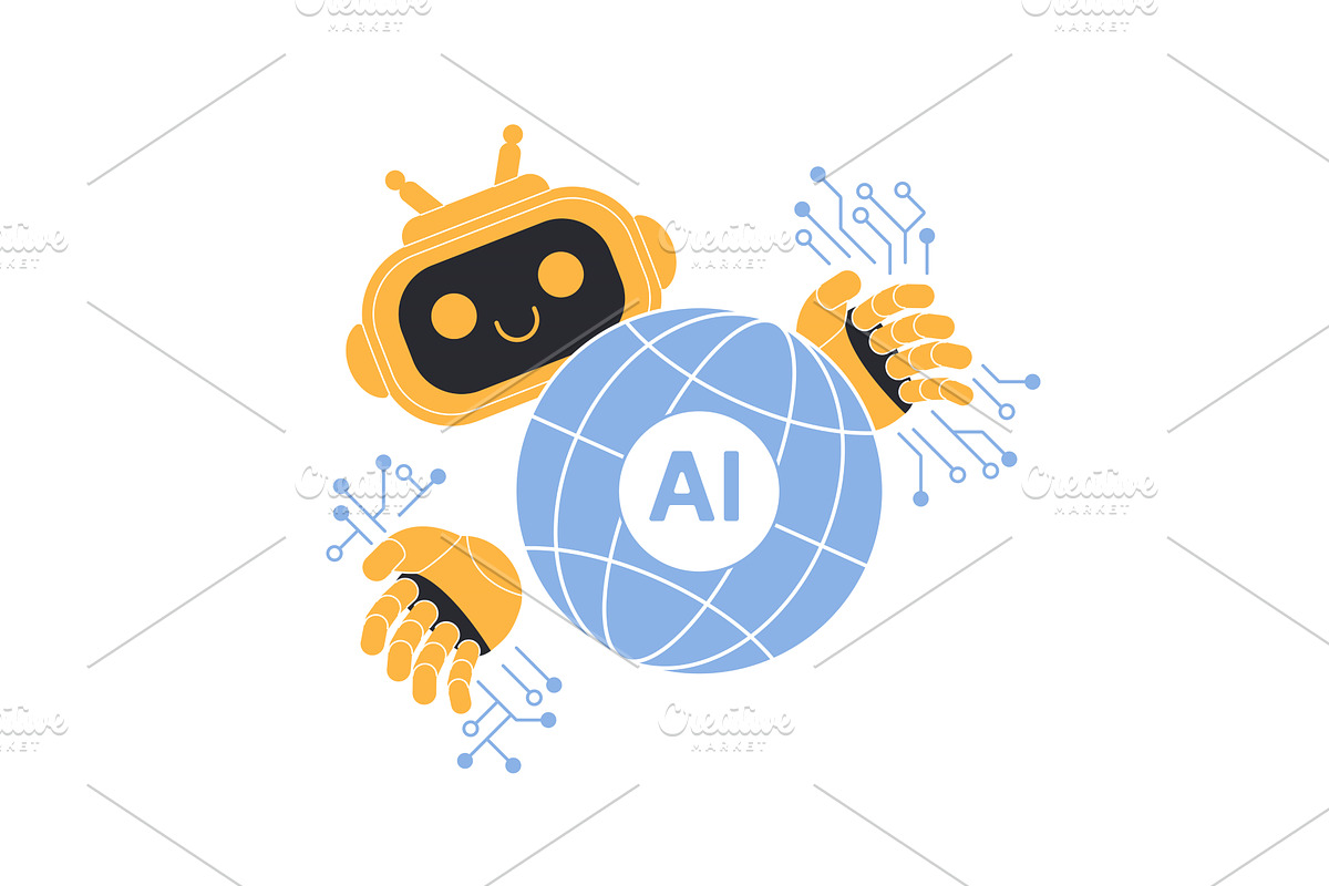 Future digital world creation ai, a Technology Illustration by Lemberg Vector