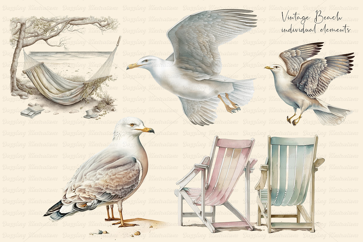 Vintage Beach Postcard with Seagulls, an Animal Illustration by Dazzling Art Boutique (Photo 2 of 8)