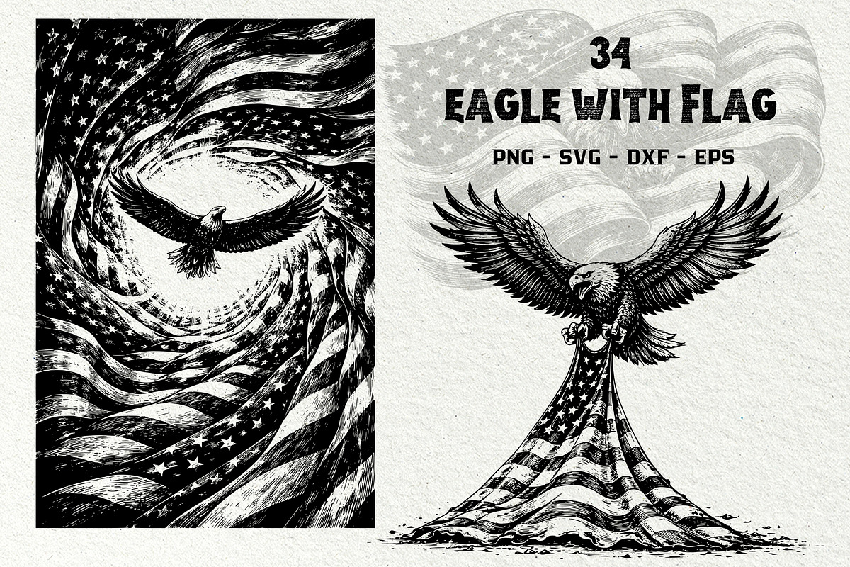 Patriotic Eagle Flag Graphics, a Seasonal Illustration by DENIDigitalArtSudio (Photo 1 of 9)