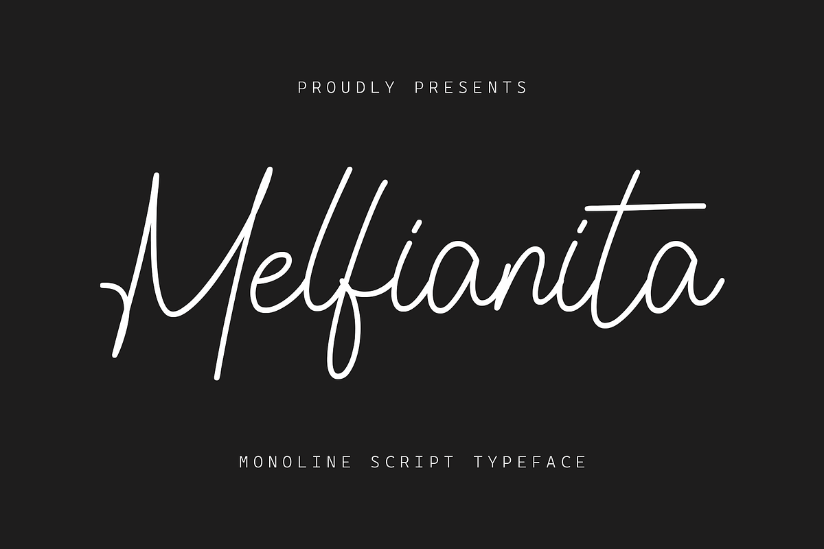 Melfianita - Monoline Script Font, a Script Font by Aksapix Studio (Photo 1 of 10)
