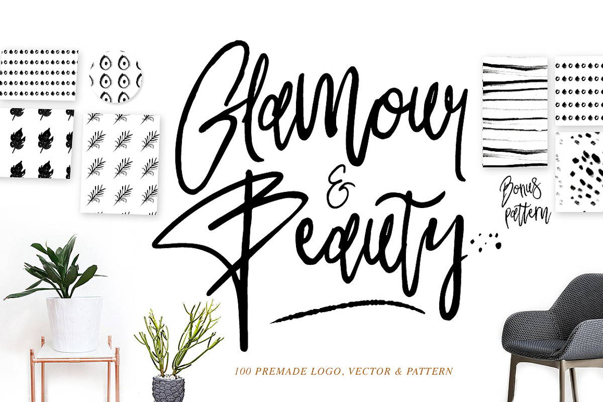 Glamour Fonts+90 logos+Pattern