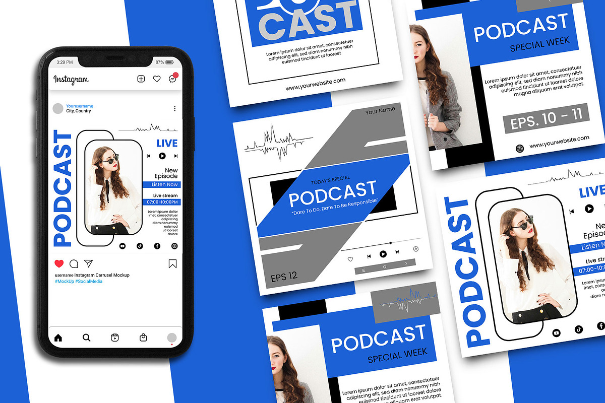 Podcast Instagram Post Template, a Branding & Logo Template by Artnivora.Std