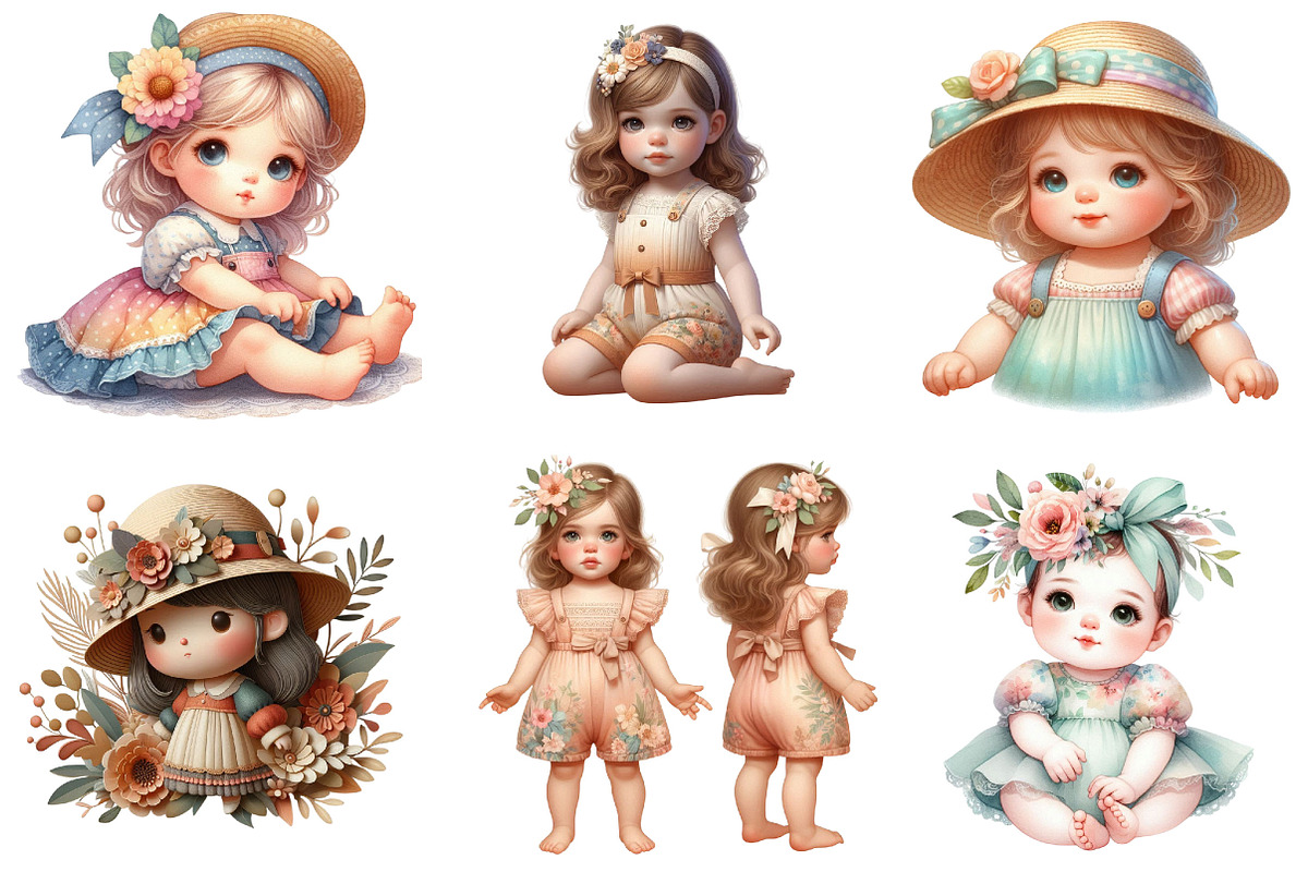 Summer Cute Baby Girl Clipart Bundle, a Graphic by CitraGraphics (Photo 3 of 4)