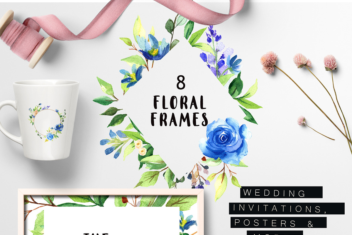 Watercolor Flowers - Blue Roses, an Illustration by Pixavics (Photo 4 of 8)