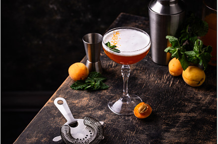 Fresh apricot cocktail martini with