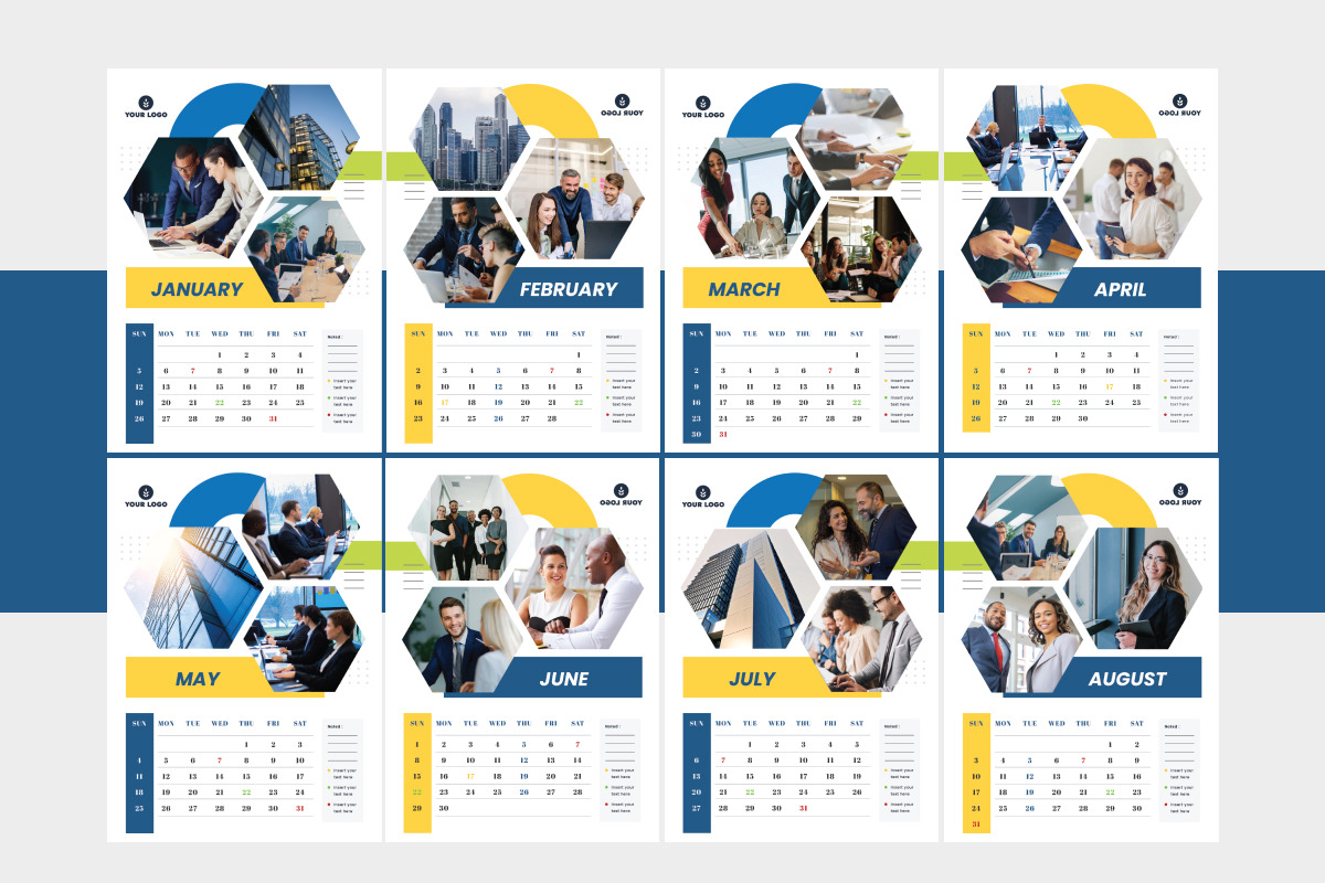 Wall Calendar Template V3, a Stationery Template by trabaskriya (Photo 3 of 6)