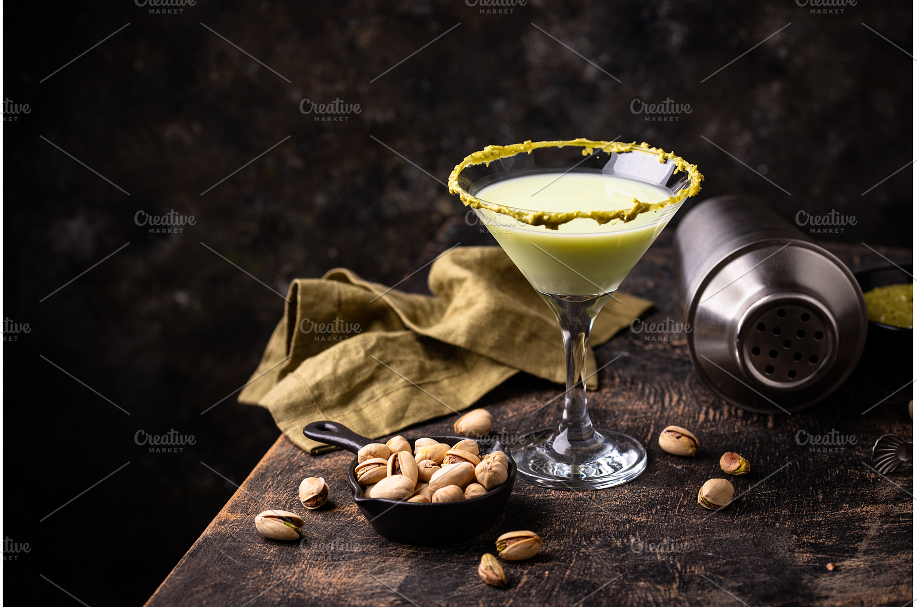 Pistachio creamy coctail martini or, a Food & Drink Photo by Yulia Furman