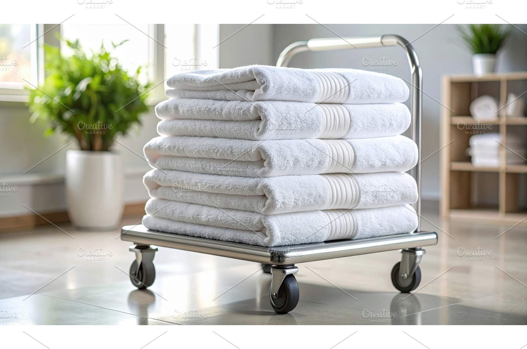 Stack of clean white folded towels, an Architecture Photo by Igor Tichonow