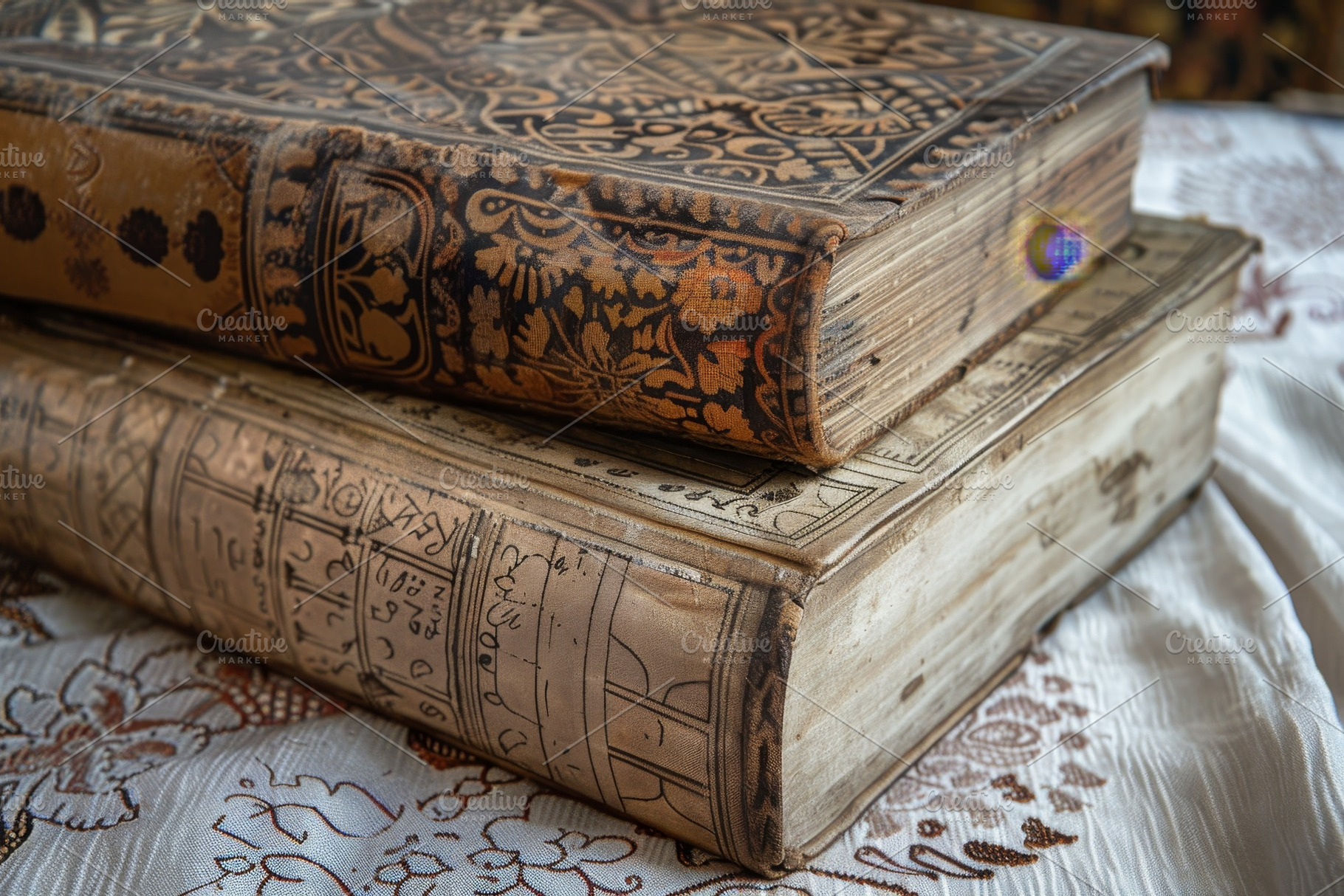 Close-up view of two weathered books, a Photo by Iftikhar Alam