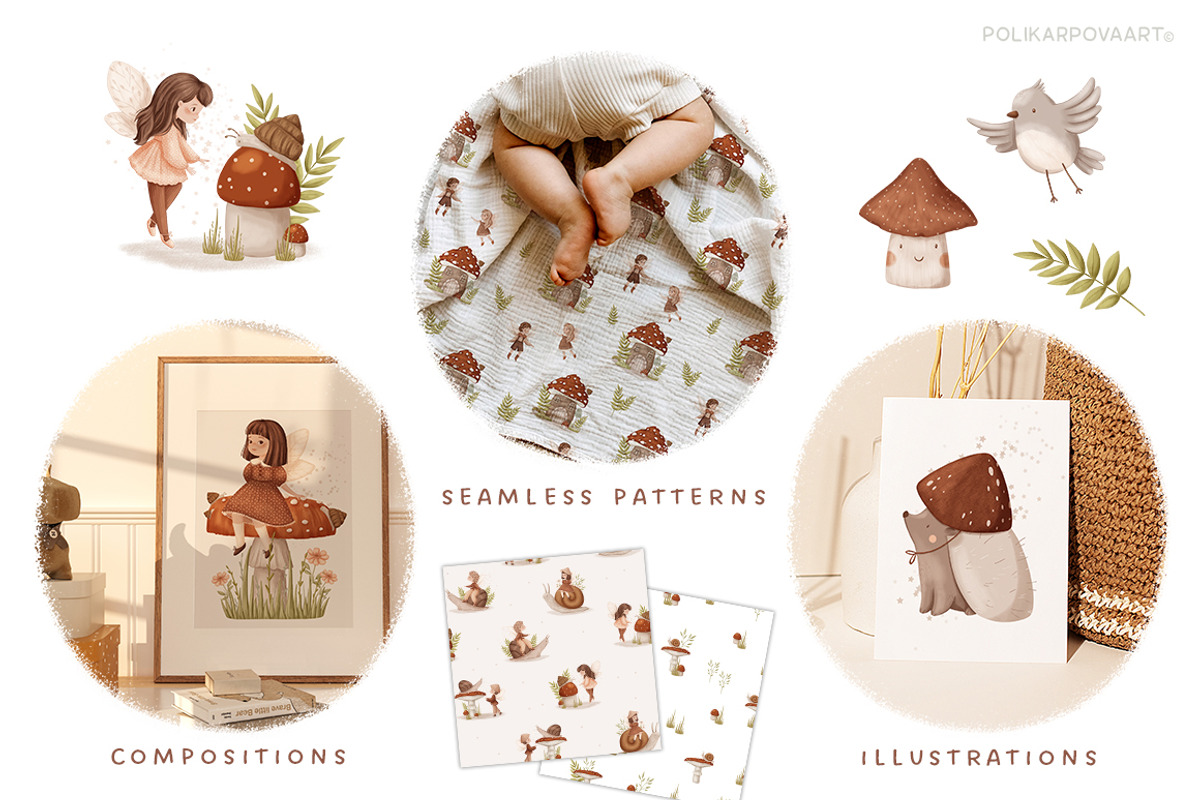 Mushroom Fairies. Kids collection, an Animal Illustration by polikarpovaart (Photo 2 of 15)