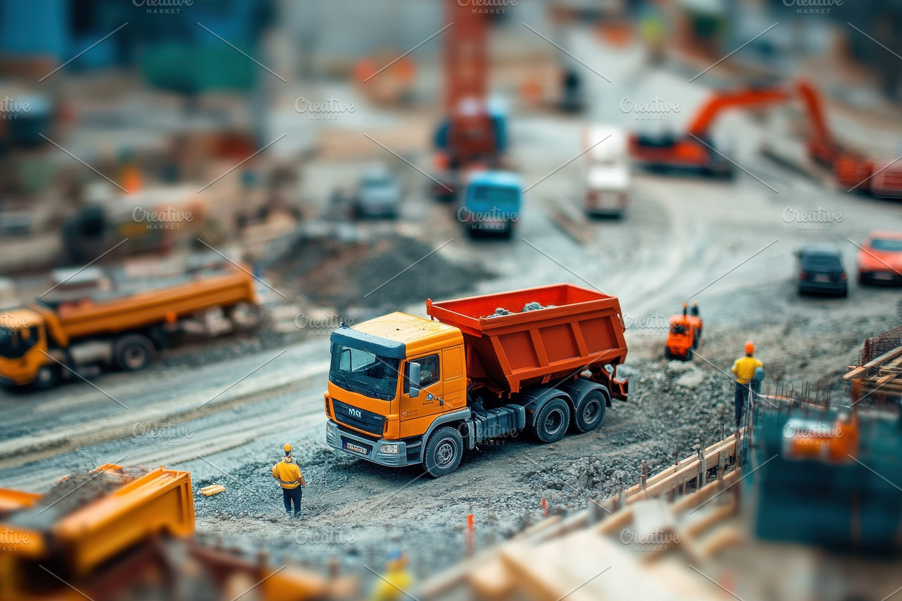 Construction site bustling with truc, a Photo by Iftikhar Alam