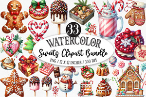 Watercolor Sweets Clipart, an Illustration by Designking