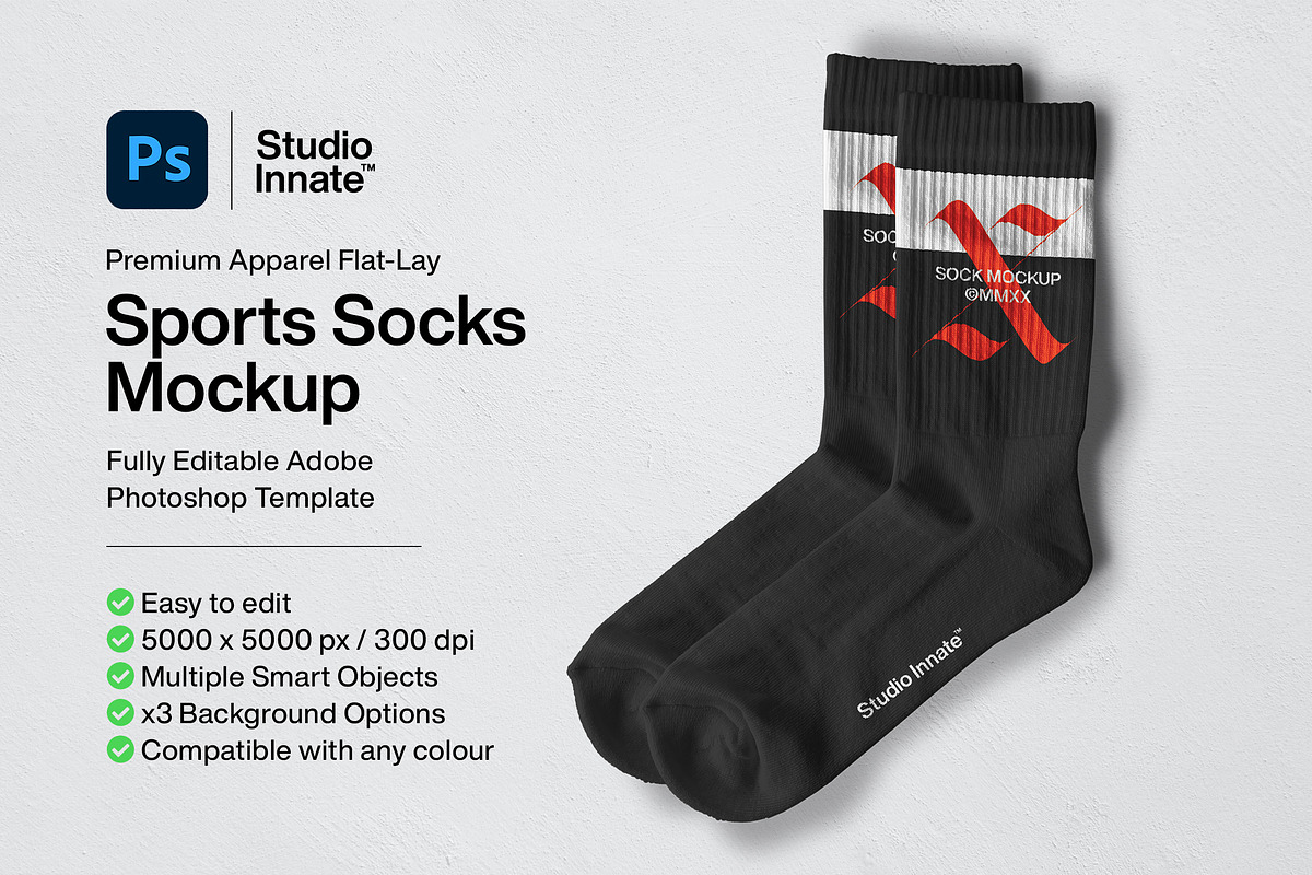 Sports Socks - Mockup, an Apparel Mockup by Studio Innate (Photo 1 of 6)
