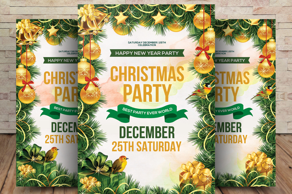 Christmas Party Invitation, a Flyer Template by graphicforest