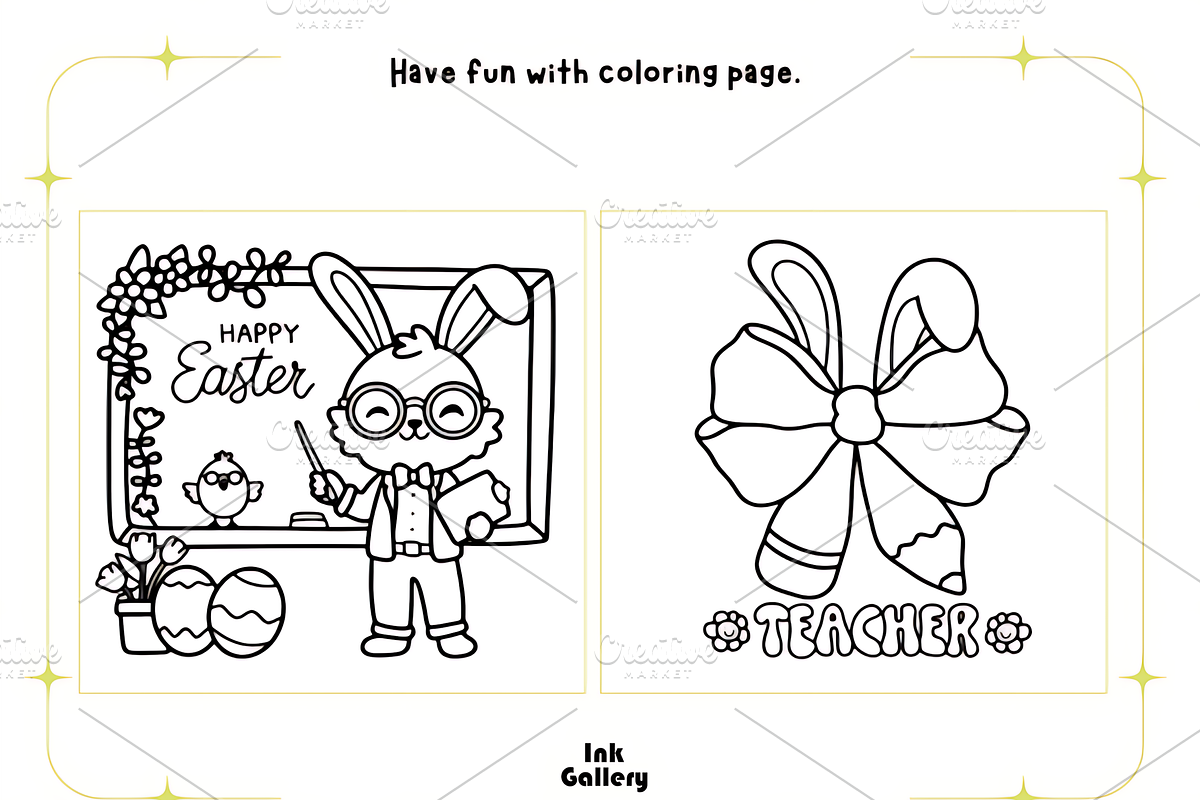 Easter Bookish Fun Coloring Pages, a Seasonal Illustration by Ink Gallery (Photo 3 of 4)