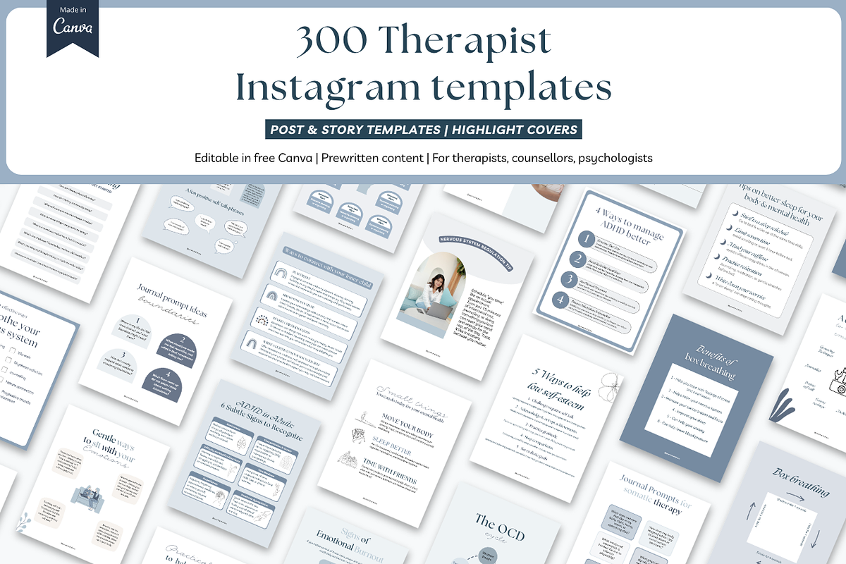 Therapist Instagram templates Canva preview 2