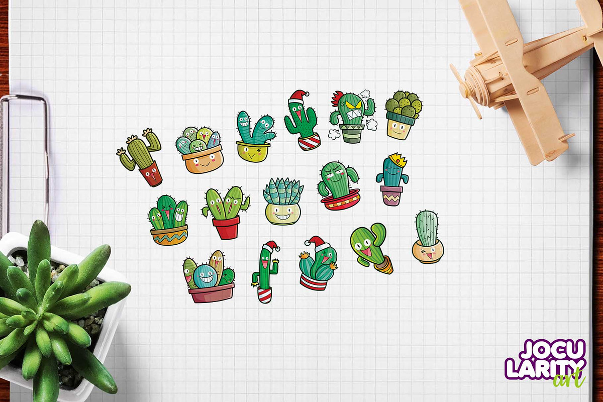 Cute Cactus Pot Cartoon Characters, an Object Illustration by Jocularity Art (Photo 2 of 3)