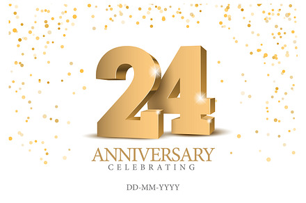 Anniversary 24. Gold card 3d numbers