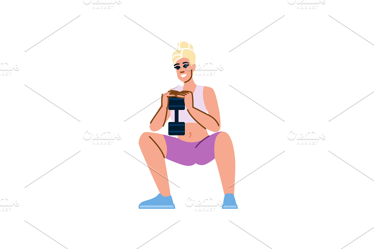 Young woman performing squats with, a Sport Illustration by pikepicture