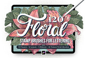 120 Floral Procreate Stamp Brushes, a Brush Add-On by Riveros Illustration (Thumbnail 1 of 13)