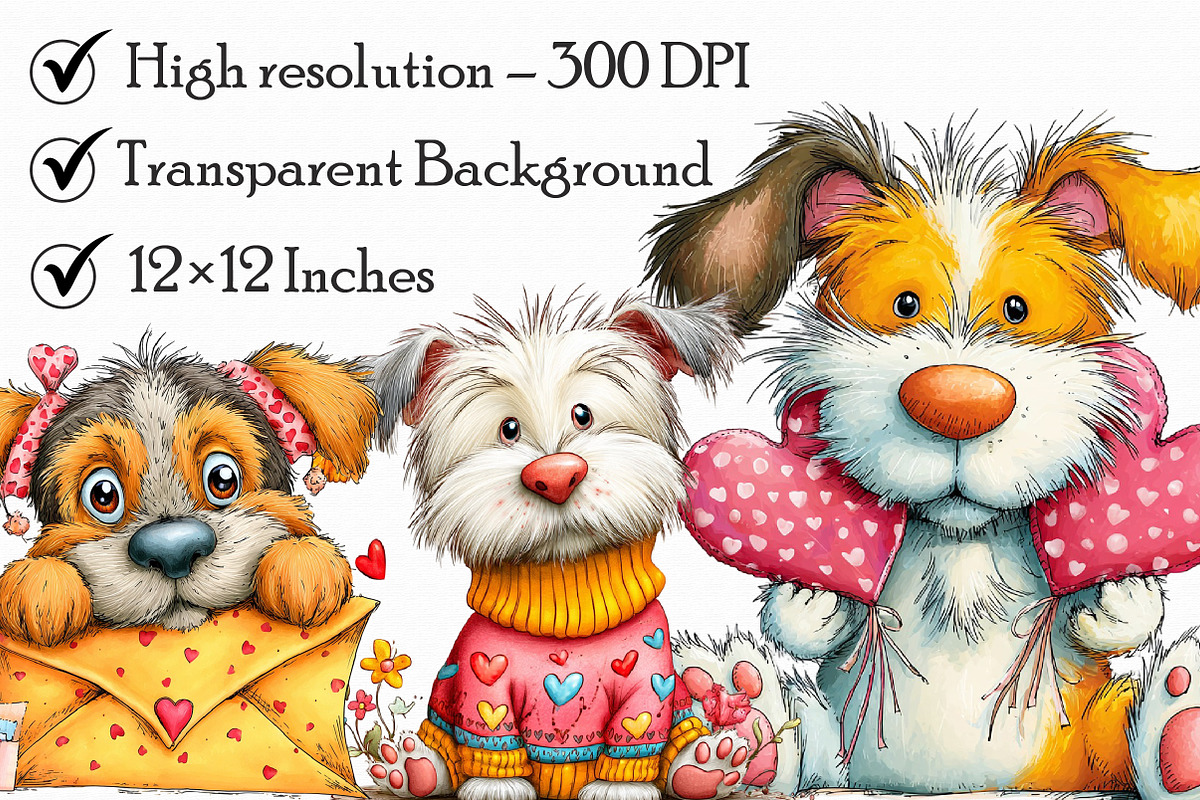 Whimsical Valentine Dog Clipart, an Illustration by Libby Wishes (Photo 2 of 5)