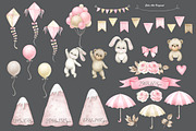 Teddy bear,bunny, hot air balloons., an Animal Illustration by Solo Art Original (Thumbnail 5 of 8)