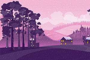 Winter Landscape Vector Illustration