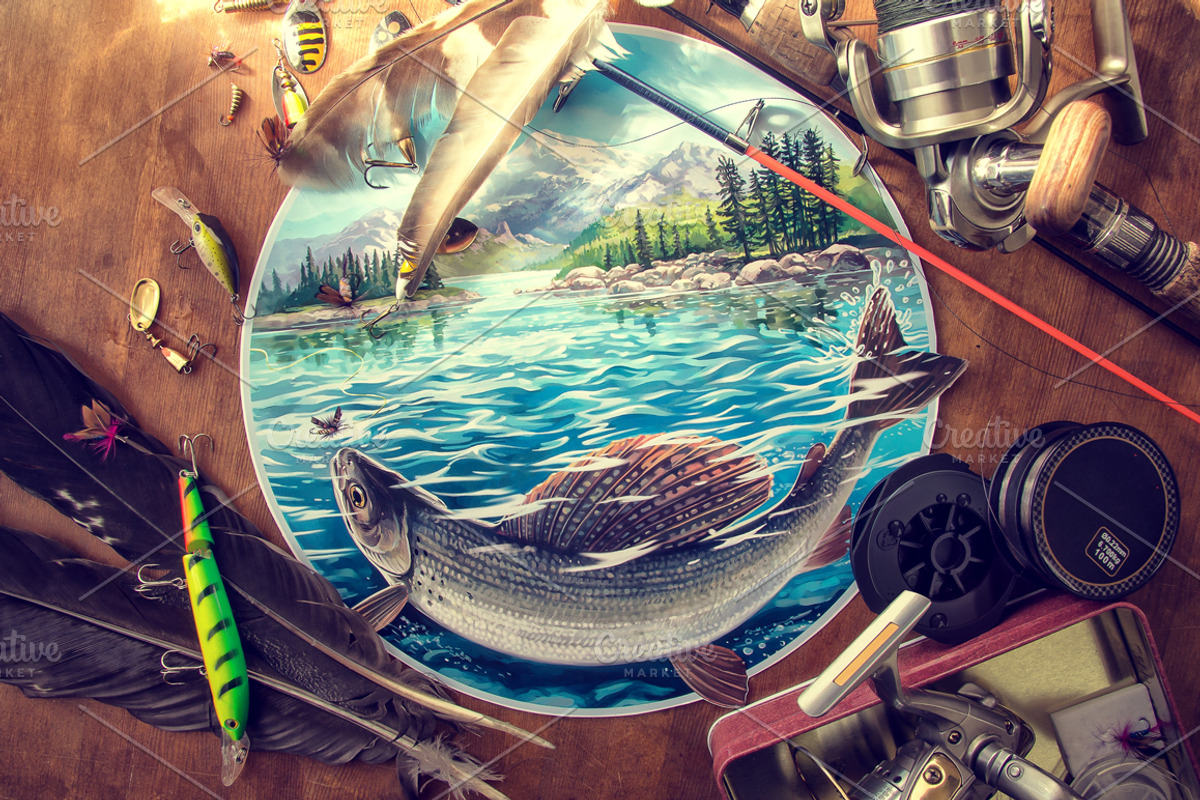 Fishing illustration., an Object Illustration by Countryside life (Photo 4 of 7)