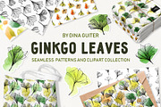 Gingko leaves floral patterns, a Pattern Graphic by Dina Guiter (Thumbnail 1 of 14)