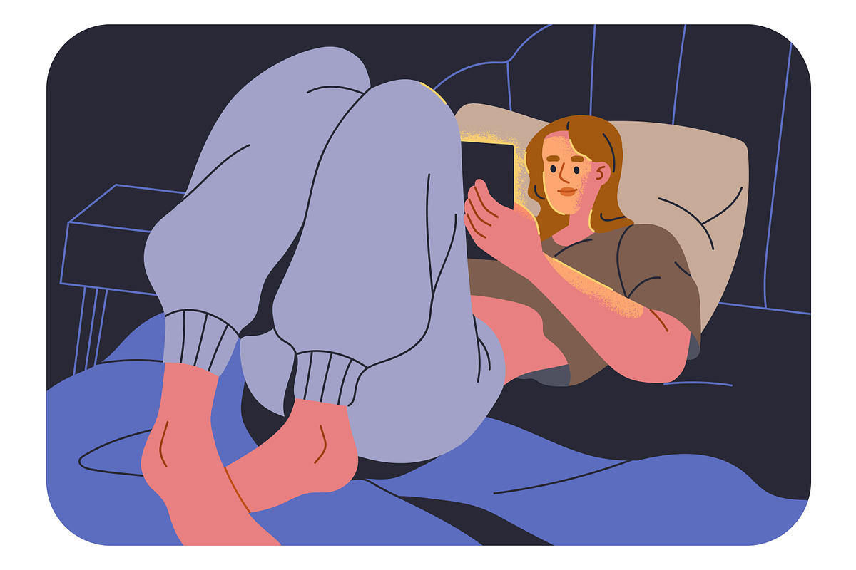 People use phone, devices at night, a Technology Illustration by Good Studio (Photo 6 of 9)