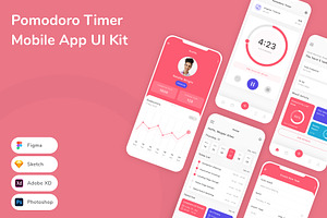 Pomodoro Timer Mobile App UI Kit