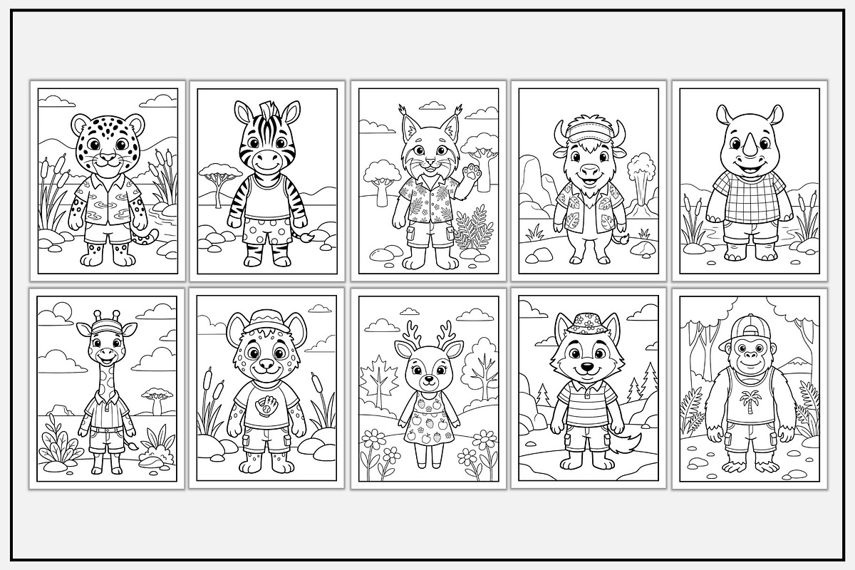 Animal-Themed Summer Coloring Pages, a Seasonal Illustration by Lamia Emad (Photo 3 of 5)