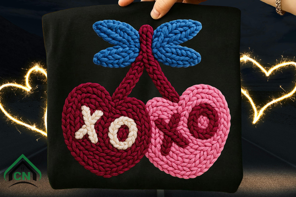 Valentine Knitted XOXO Heart Cherrie, an Illustration by Craft Nest (Photo 7 of 7)