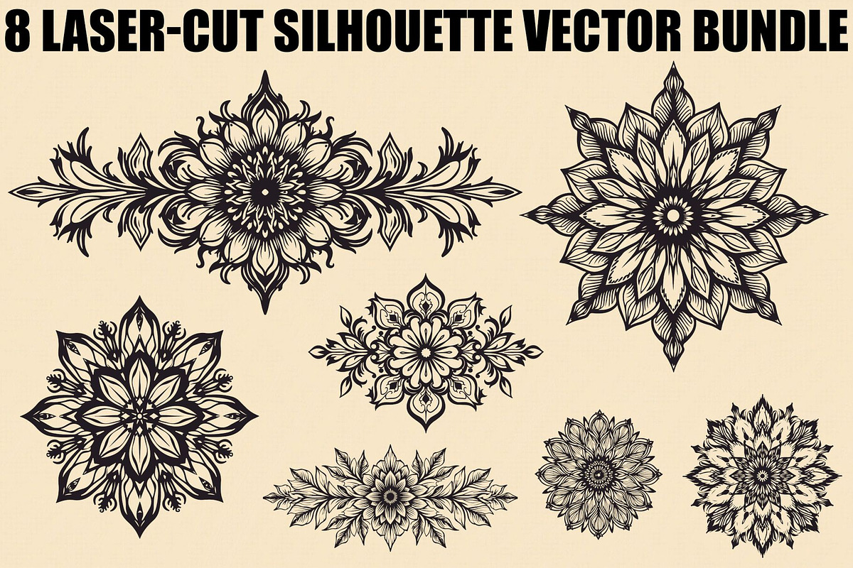 Floral Mandala Laser Cut Bundle, an Illustration by Designs_River (Photo 1 of 9)
