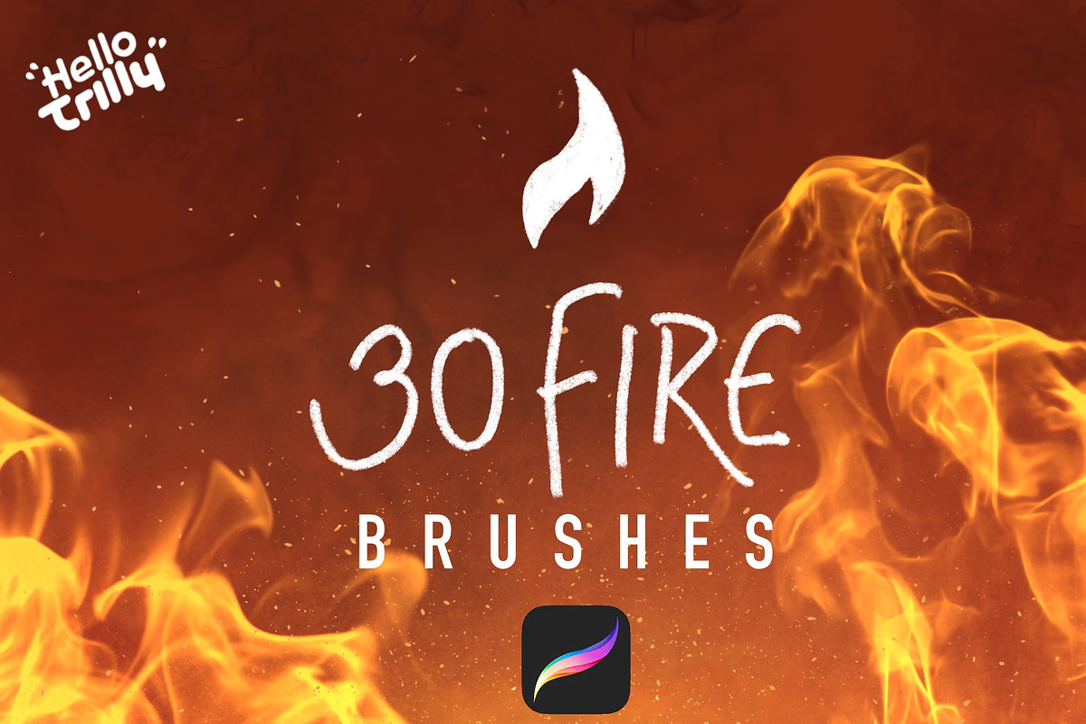 30 Fire brushes for Procreate!, a Pattern Graphic by Hello Trilly (Photo 1 of 5)