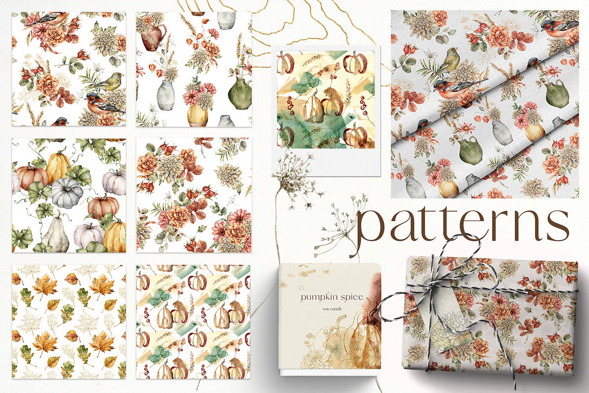 Autumn fall watercolor flowers, a Decorative Illustration by Yuliya Derbisheva (Photo 12 of 13)