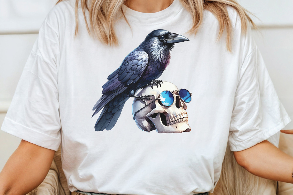 Watercolor Crow Clipart Funny Raven, an Illustration by CraftArtStudio (Photo 4 of 6)