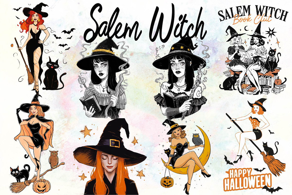 Halloween Vintage Salem Witch Book, an Object Graphic by Little Mango (Photo 3 of 4)