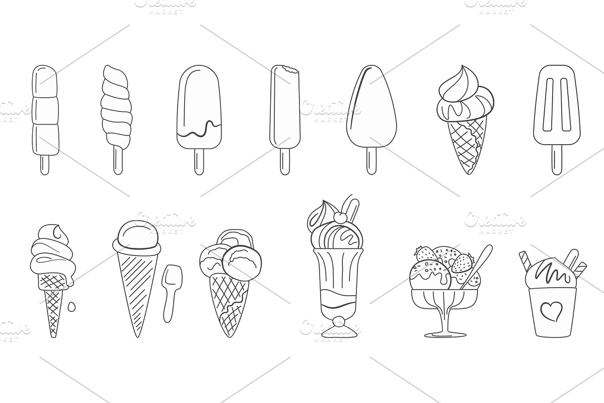 Hand drawn ice cream doodle, a Food Illustration by Lemberg Vector