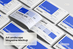 A4 Landscape Magazine Mockup