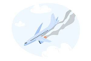 Airplane engulfed in fire and smoke, a Transportation Illustration by Vectorbuum