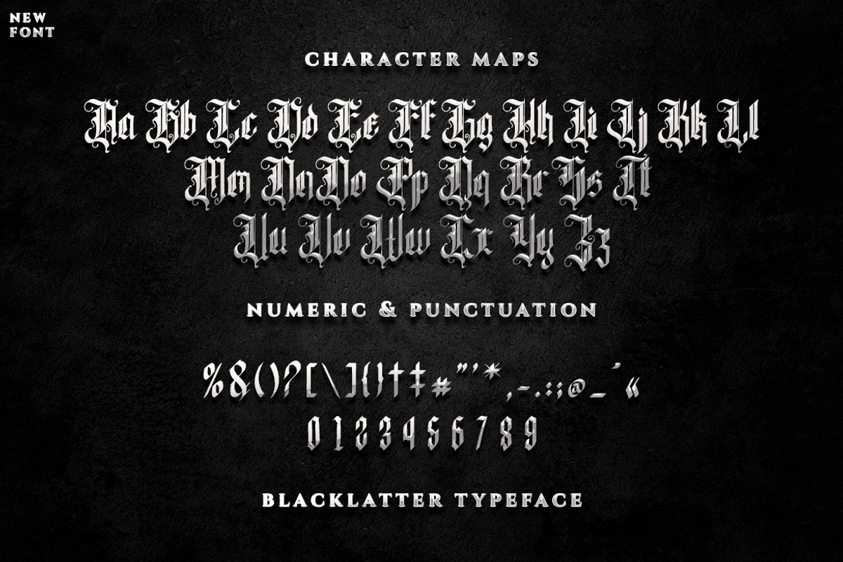 Revelation - Blackletter Typeface, a Blackletter Font by Meizzaluna Design (Photo 5 of 10)