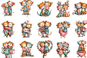Whimsical Valentine Cat Couple, an Illustration by Designking (Thumbnail 3 of 5)